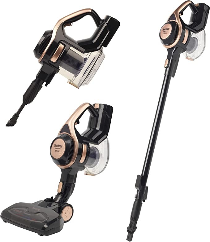 Beldray BEL0813NRG Airgility Max Cordless 2-in-1 Multi-Surface Vacuum Cleaner, 29.6V, Electric Floor Brush, 30/50 Minutes Working Time, 1.2L Dust Container, Including Accessories, HEPA Filter, Rose Go